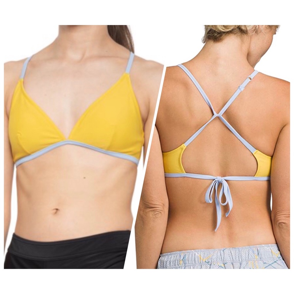 PRANA NWT Kelani Bikini Swim Top Crossback Wasabi Yellow Sz Large